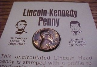  1973D JFK Kennedy Lincol​n comm. CENT Penny on facts Card MINT~ NOS