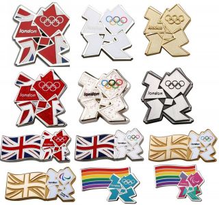   2012 Olympic Union Jack White Gold Tie Coat Pin Badge Christmas Gift