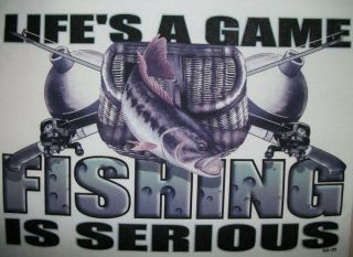 Fishing Tshirt Lifes a Game Fishing Is Serious Bass catfish Lure Rod 