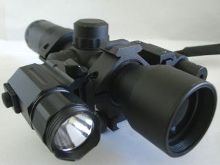   Tactical Mil dot Rile Scope with Red Laser and Flashlight Combo Sale