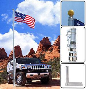   Aluminum Flagpole Tire Mount Stand Kit 3x5 Flag Ball Pole Top