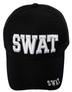 New Black SWAT Special Weapons & Tactics Baseball Caps Hat Adjustable 