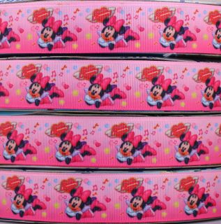50/100 yards 125mm music minnie mouse star heart GROSGRAIN Printed 