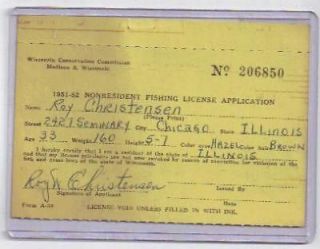 Wis. Nonresident Fishing License 1951 52