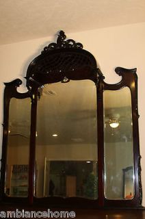 Fabulous American Chippendale Fireplace Mantel Mirror Pierced Mahogany
