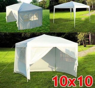   10x10 Outdoor White Easy Pop Up Party Tent Canopy With 4 Sidewalls