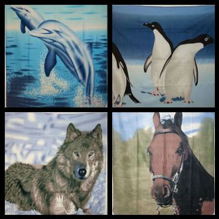 50 x 60 Fleece Blanket Throw Penguin Horse Wolf Dolphin
