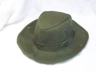   GREEN COTTON TWILL BUCKET SAFARI HUNT STYLE HATS HAT WIDE BRIM SMALL