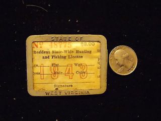 Vintage 1943 West Virginia Resident Hunting & Fishing License (VAX)