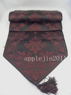 New Gold Floral Damask Decorative Red Table Runner Cloth Wedding 