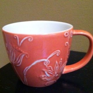 Starbucks Orange Coral Floral Coffee Mug Cup 2006