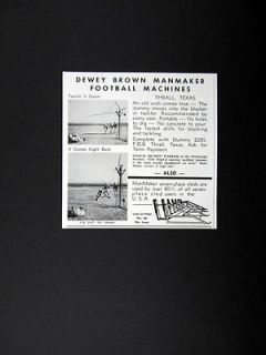 Dewey Browns Manmaker Football Tackling Dummy 1962 print Ad 