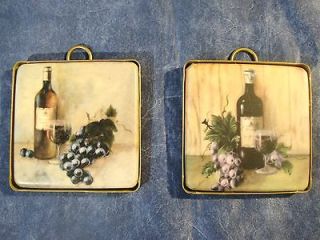 French Country Tuscan Grape Wine Bottles Decorative Hanging Wall 
