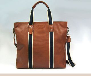 NWT $448 COACH HERITAGE WEB LEATHER Brown LARGE Shoulder Utility Bag 
