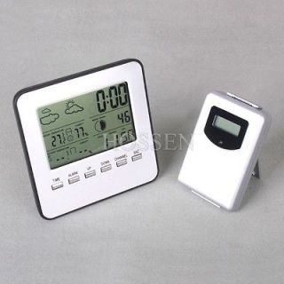   Indoor/Outdoor Weather Station Forecast Thermometer Time Alarm Clock