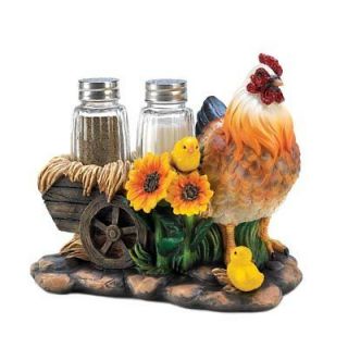HOME COUNTRY KITCHEN DECOR ROOSTER CHICKEN ROOSTER SALT PEPPER SHAKERS