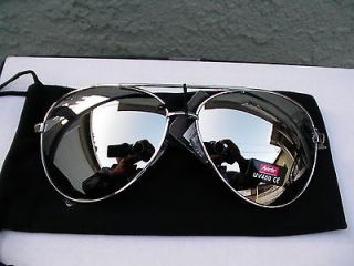 Brand New Aviator Sunglasses Full Silver Mirror Top Av Uv 400 Metal
