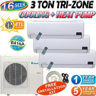Ductless Air Conditioner AC, Mini Split Heat Pump A/C, Tri Zone 