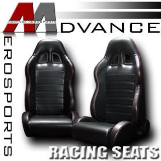   & Red Stitch Racing Bucket Seats+Sliders Ford (Fits: Ford Ranger