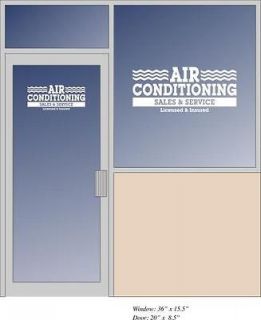 AIR CONDITIONING business sign store front window + door vinyl decal 
