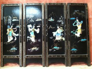 VINTAGE JAPANESE   CHINESE EXPORT SHIBAYAMA AND LACQUER TABLE TOP FOUR 