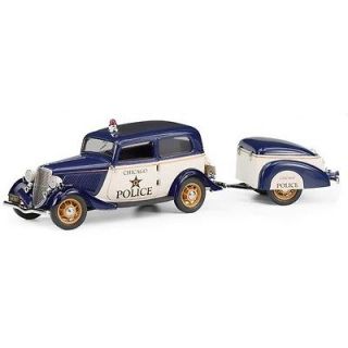 Franklin Mint 1933 Ford Deluxe Tudor Police Car with Trailer   LE 