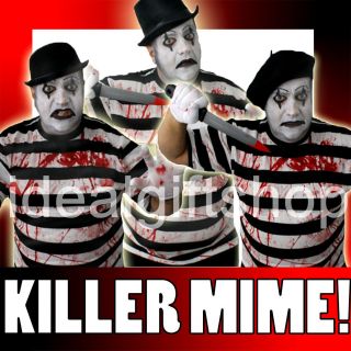   MIME FANCY DRESS COSTUME HALLOWEEN 6 PIECE SET SCARY FRENCH MENS