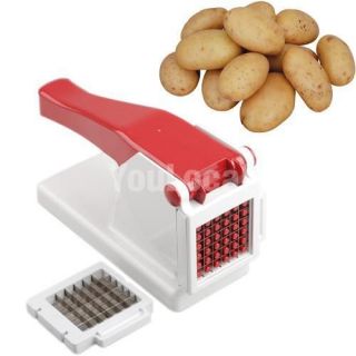   Slicer Potato Chips Maker Chopper French Fry Cutter Two Blades Red