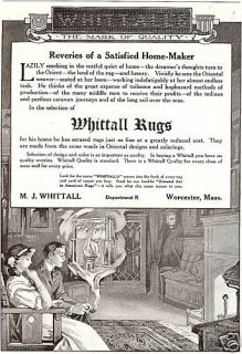 vintage WHITTALL RUGS ad~Man w/PIPE~orienta​l WEAVER~art