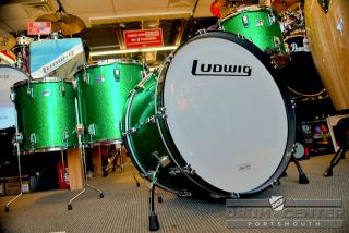Ludwig Classic Maple 4pc Bonham Drum Set   Green Sparkle   FREE 