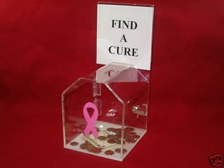 BREAST CANCER FUNDRAISING DONATION BOX WITH 2 KEYS