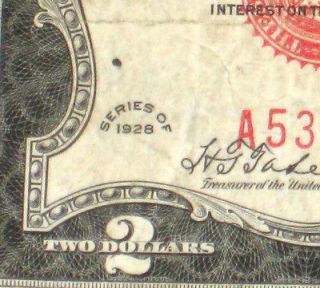 1928****192​8*** $2 Two Dollar Bill Red Seal Note***MORE CURRENCY 
