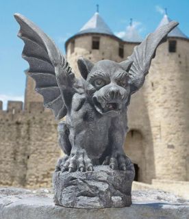 Fierce Gothic Gargoyle Sentry Statue. Medieval Halloween Display Prop 