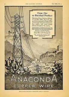 1925 Ad Anaconda Copper Mining Copper Wire Utility Pole   ORIGINAL 