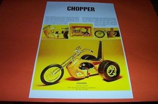 70s COX TRIKE CHOPPER POSTER gas powered toy chopper poster (gold 