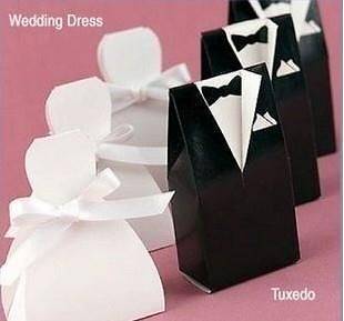   TUXEDO DRESS Groom bridal Wedding Favor Boxes Candy box with Ribbon