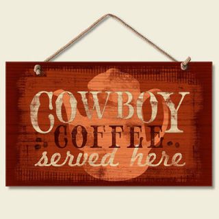   Lodge Cabin Decor ~Cowboy Coffee~ Wood Sign With Braided Rope Cord