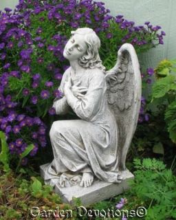 22 MEMORIAL ANGEL GARDEN STATUE Yard Outdoor Decor KNEELING PRAYING 