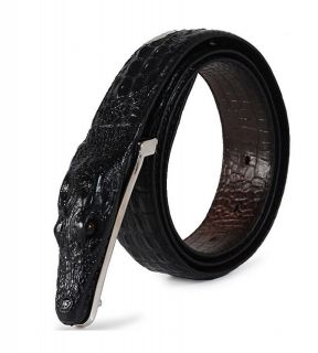 Genuine black Leather Belt with crocodile Buckle For Mens Belt(belt 