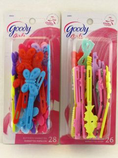 GOODY GIRLS BUTTERFLY AND SASSY PLASTIC SELF HINGE HAIR BARRETTES