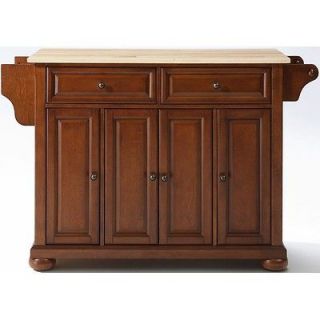 ALEXANDRIA KITCHEN ISLAND IN CLASS CHERRY WITH NATURAL WOOD TOP