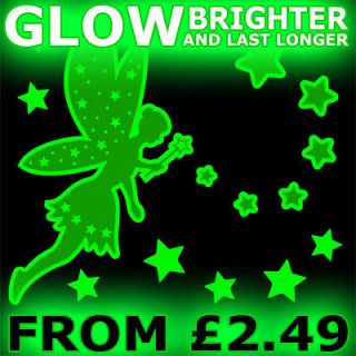 GLOW IN THE DARK SPARKLY FAIRY STICKERS stars wall ceiling door 