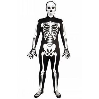 Halloween Glow In The Dark Skeleton Lycra Skinz Body Suit Fancy Dress 