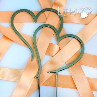 Monogram Metal Double Heart Cake Topper h03 Wedding Party 