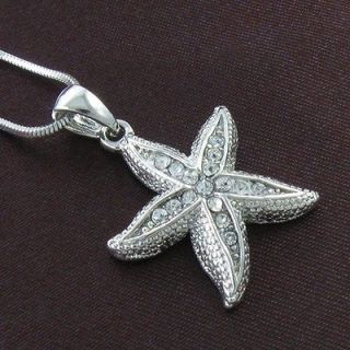 Star Fish Bridal Bridesmaid Wedding Costume Clear Stone Necklace Chain 