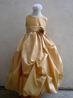 SC2 GOLD BRIDAL PROM RECITAL WEDDING PAGEANT PARTY FLOWER GIRL DRESS 2 