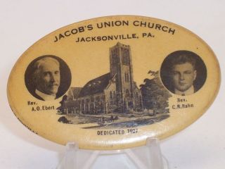 Old Celluloid Pocket Mirror Jacobs Union Church Jacksonville, Pa
