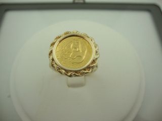 Estate!Mint!10​k yellow gold panda coin ring 1/20oz.19​83