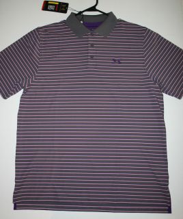 MENS UNDER ARMOUR Short Sleeved Performance Golf Striped Polo Shirt 