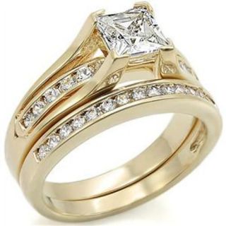 Gold Plated Princess Wedding/Engagement/Bridal RINGS SET SIZE 5,6,7,8 